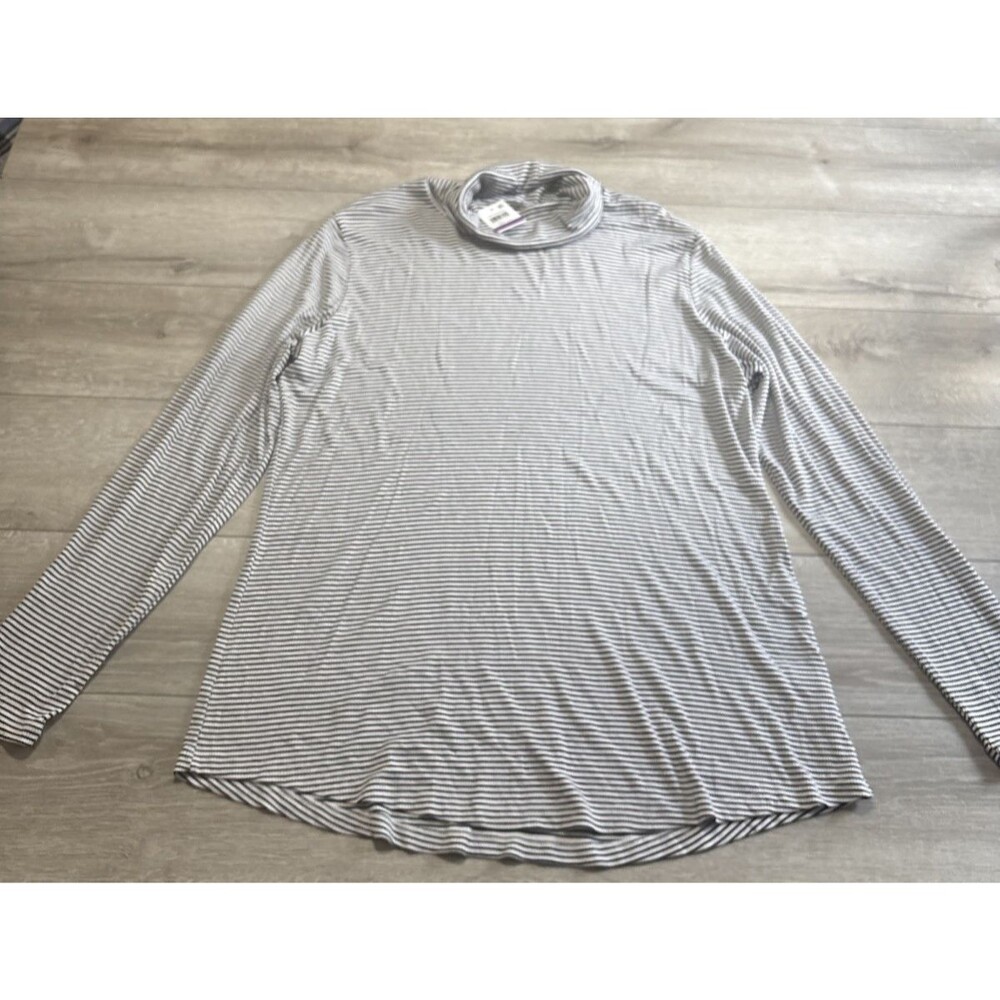 NWT Style & Co. The Basics Striped Ribbed White Black Turtleneck Women's XXL